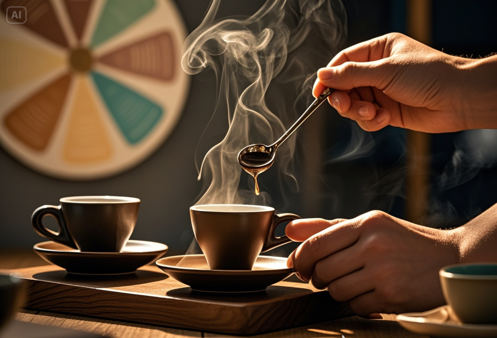 a person pouring liquid into a cup of coffee